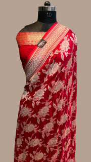 Khaddi Georgette Handloom Banarasi Saree - The Handlooms
