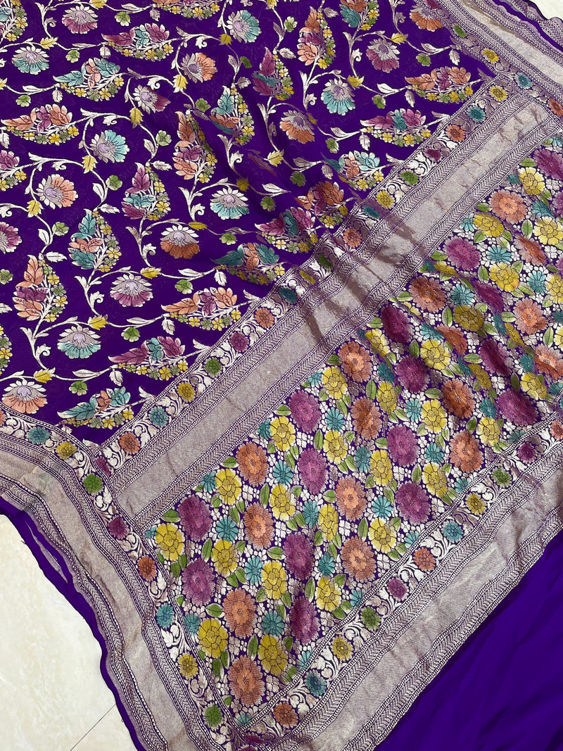 Khaddi Georgette Banarasi Saree - water zari - The Handlooms