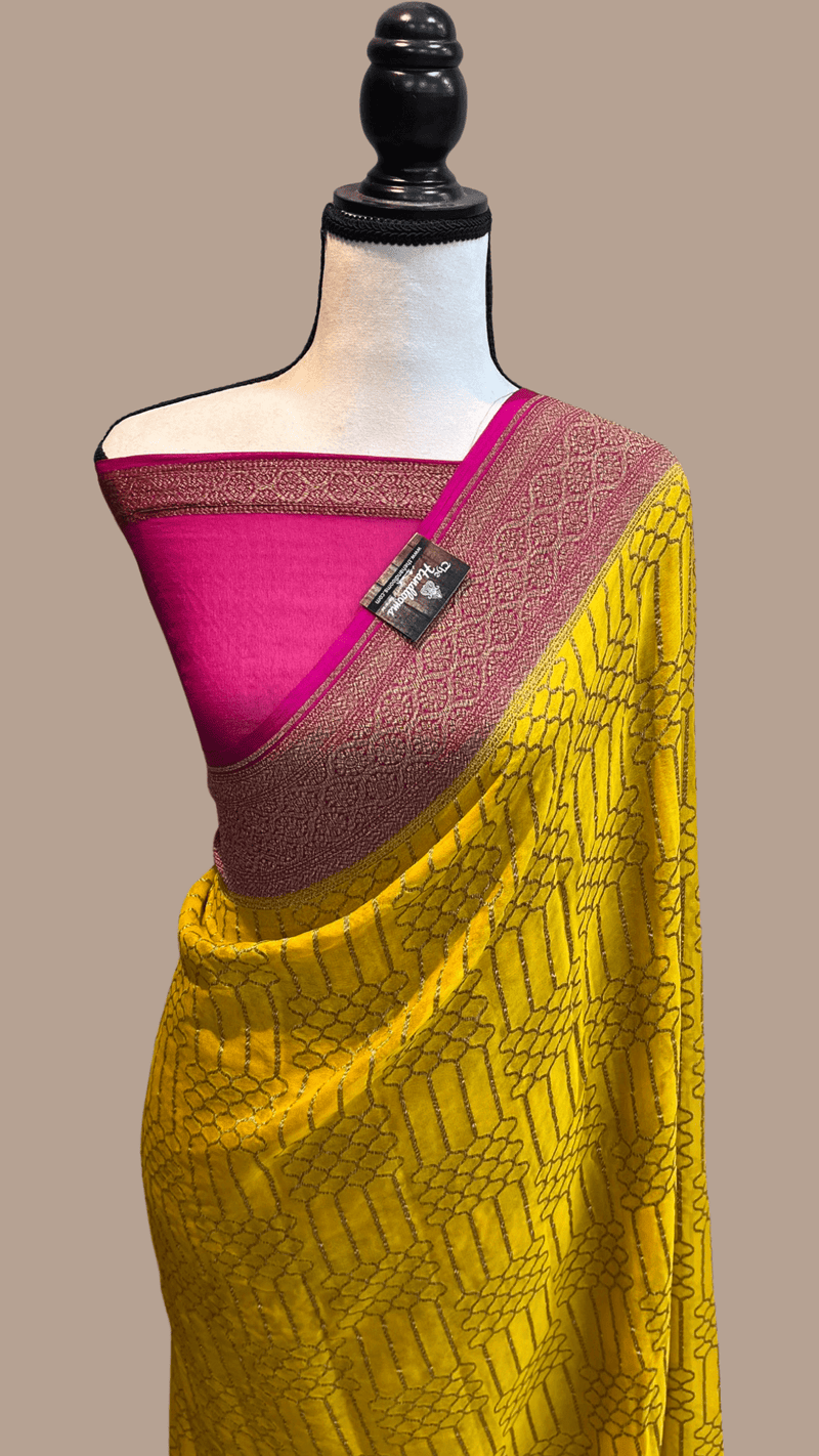 Khaddi Georgette Banarasi Saree -  Antique zari - The Handlooms