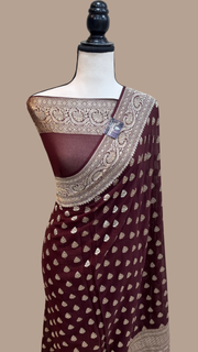 Khaddi Georgette Handloom Banarasi Saree - The Handlooms