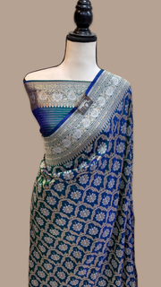 Pure Katan Silk Banarasi Handloom Saree - All over Sona Roopa Jaal work - The Handlooms