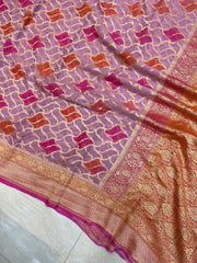 Khaddi Georgette Handloom Banarasi Saree - Gold Zari - The Handlooms