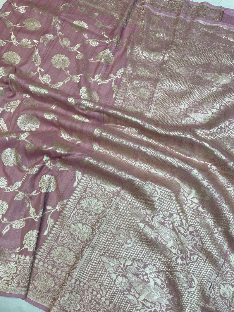 Tussar Georgette Handloom Banarasi Saree - All over Jaal Work - The Handlooms