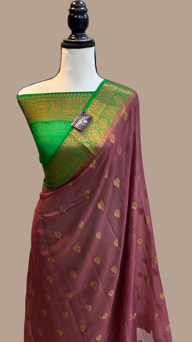 Pure Chiffon Khaddi Banarasi Saree - The Handlooms