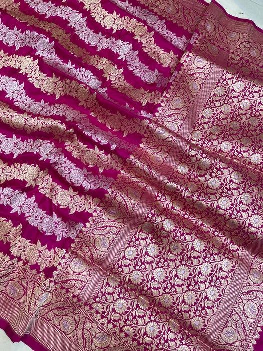 Pure Katan Silk Banarasi Handloom Saree - All over Sona Roopa work - The Handlooms