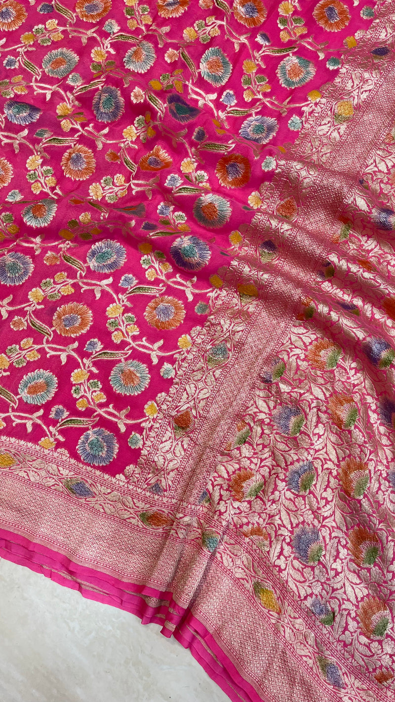 Khaddi Georgette Banarasi Saree - water zari - The Handlooms