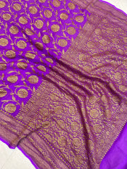 Khaddi Georgette Banarasi Saree -  Antique zari - The Handlooms