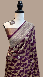 Pure Katan Silk Banarasi Handloom Saree - All over Jaal work - The Handlooms
