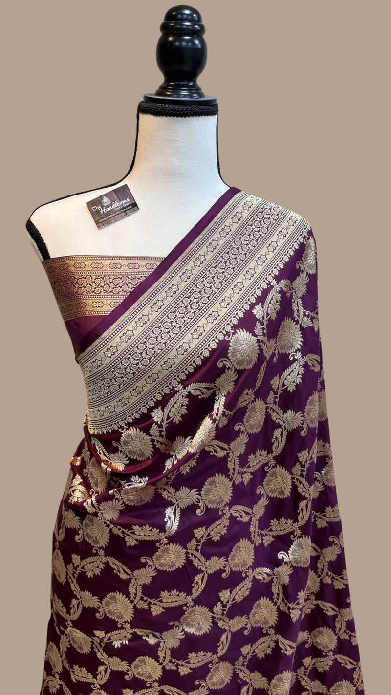 Pure Katan Silk Banarasi Handloom Saree - All over Jaal work - The Handlooms