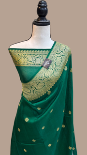 Tussar Georgette Handloom Banarasi Saree - All over kadua work - The Handlooms