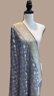 Pure Khaddi Georgette Dupatta - water zari - The Handlooms