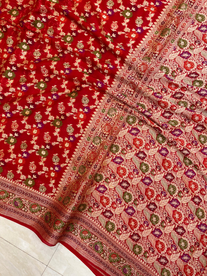 Pure Chiffon Khaddi Banarasi Saree - The Handlooms