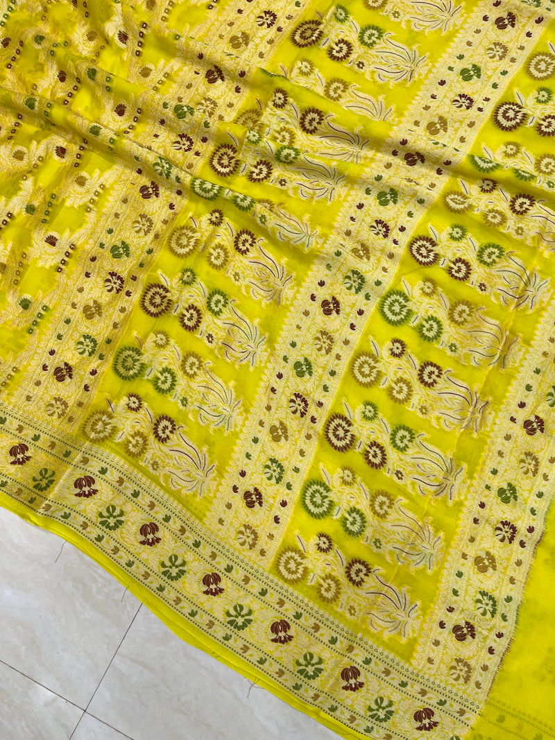 Pure Chiffon Khaddi Banarasi Saree - The Handlooms