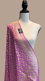 Pure Khaddi Georgette Dupatta - water zari - The Handlooms