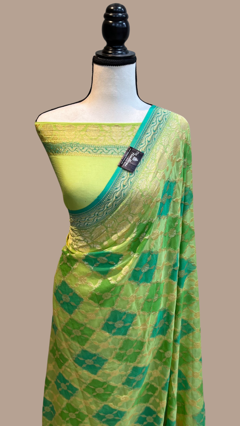 Khaddi Georgette Handloom Banarasi Saree - The Handlooms