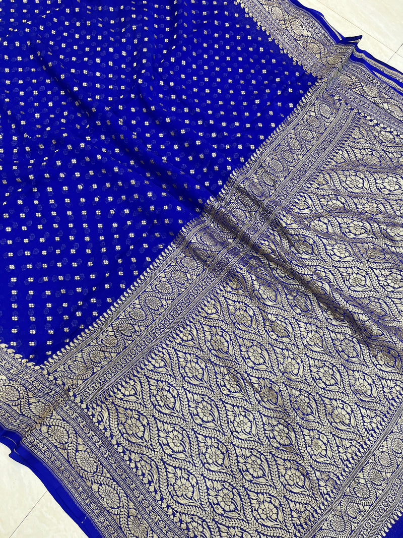 Khaddi Georgette Banarasi Saree -  Gold zari - The Handlooms