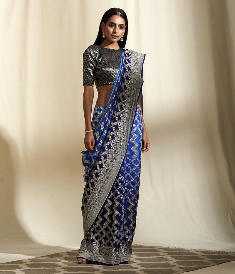 Khaddi Georgette Handloom Banarasi Saree - The Handlooms