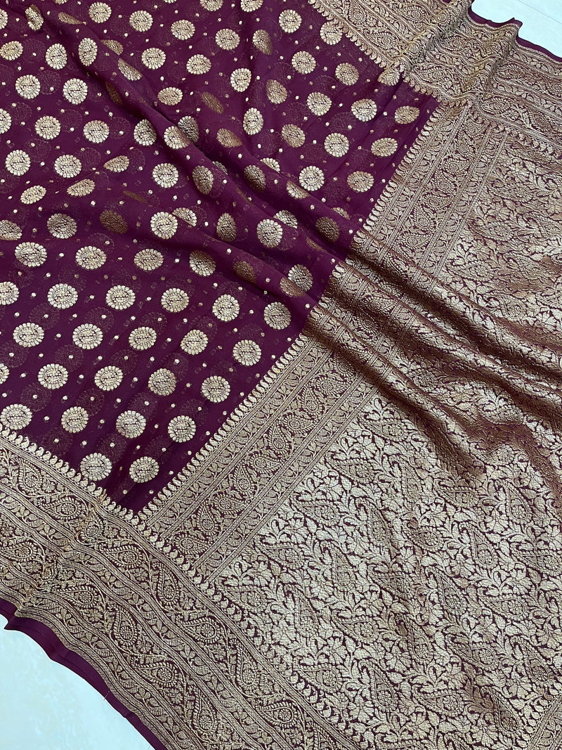 Khaddi Georgette Banarasi Saree -  Antique zari - The Handlooms