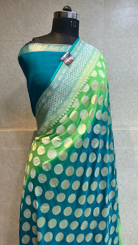 Khaddi Georgette Handloom Banarasi Saree - The Handlooms