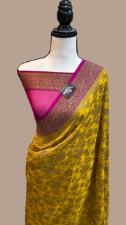 Khaddi Georgette Banarasi Saree -  Antique zari - The Handlooms