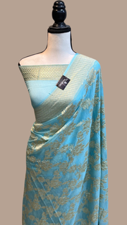 Khaddi Georgette Handloom Banarasi Saree - The Handlooms