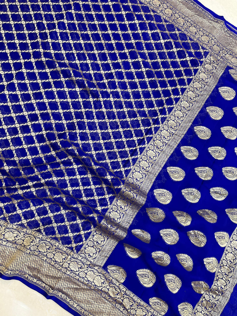 Khaddi Georgette Handloom Banarasi Saree - The Handlooms