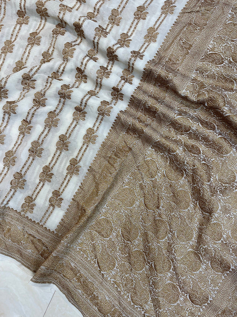 Khaddi Georgette Banarasi Saree -  Antique zari - The Handlooms