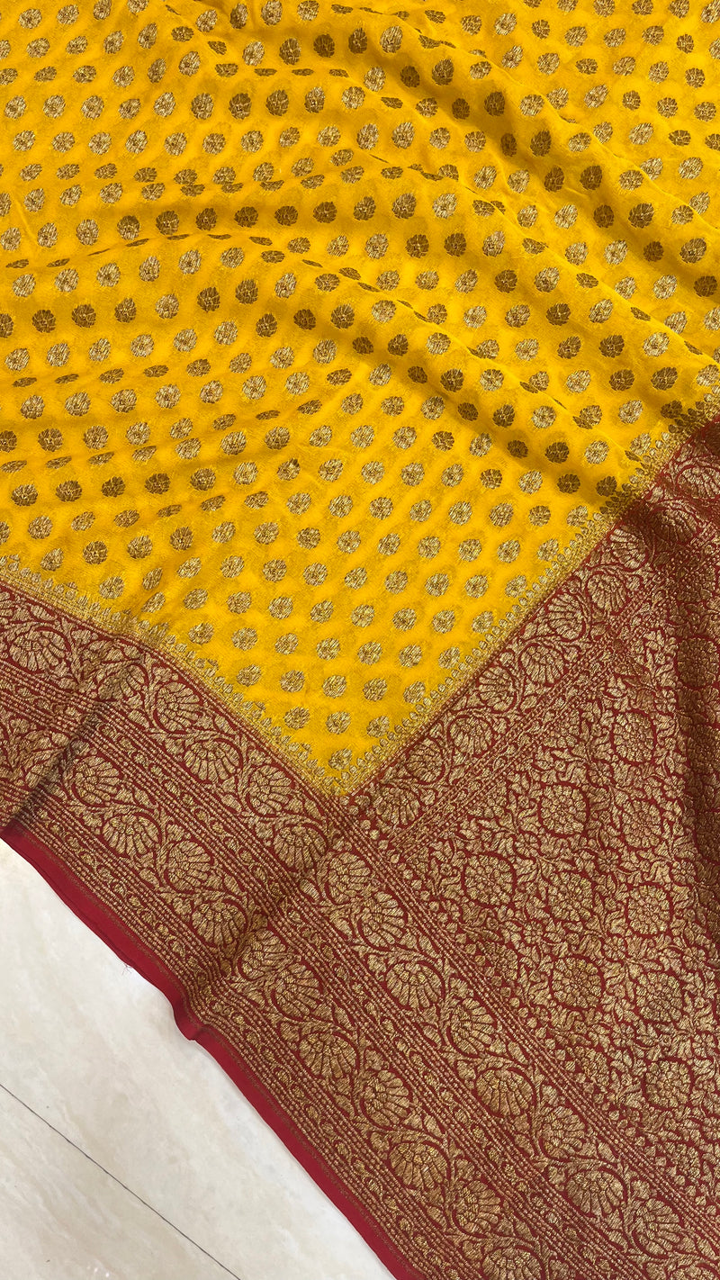 Khaddi Georgette Banarasi Saree -  Antique zari - The Handlooms