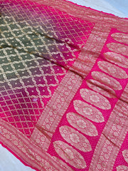 Pure Georgette Banarasi Bandhej Handloom Saree - The Handlooms