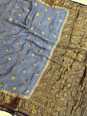 Pure Chiffon Khaddi Banarasi Saree - The Handlooms