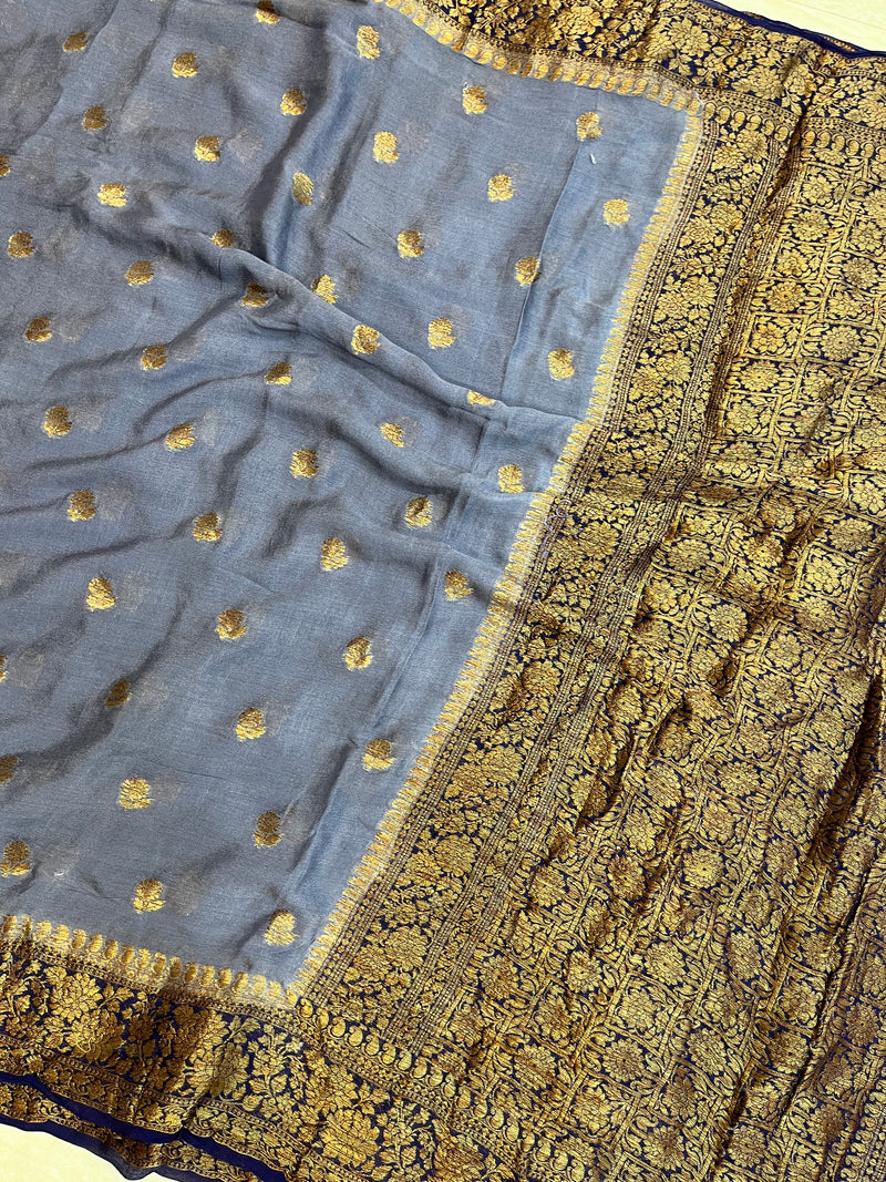Pure Chiffon Khaddi Banarasi Saree - The Handlooms