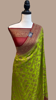 Khaddi Georgette Banarasi Saree -  Antique zari - The Handlooms
