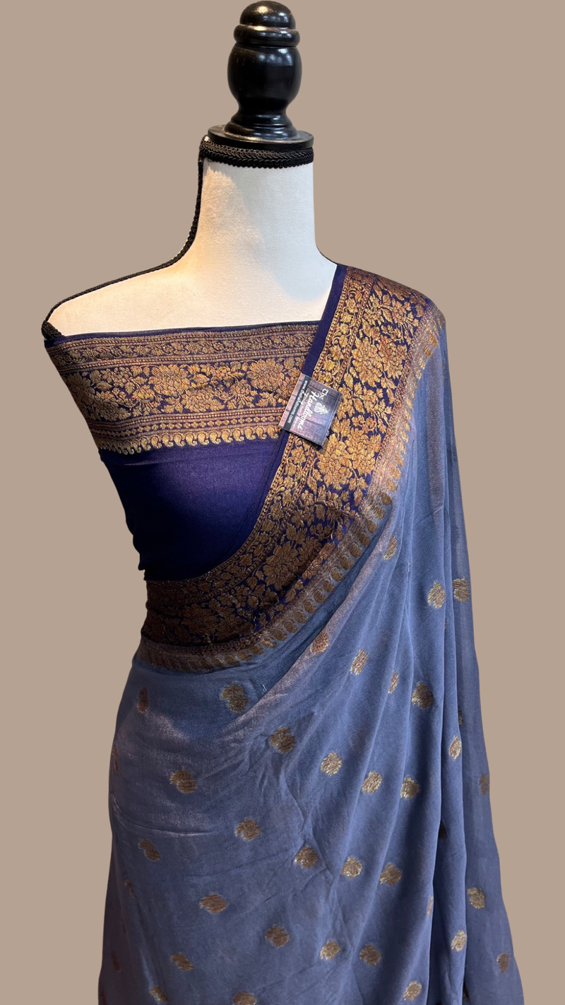 Pure Chiffon Khaddi Banarasi Saree - The Handlooms