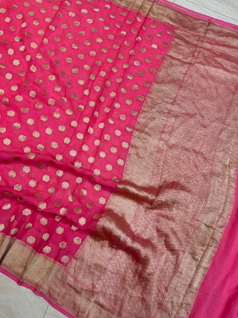 Pure Khaddi Georgette Dupatta - water zari - The Handlooms