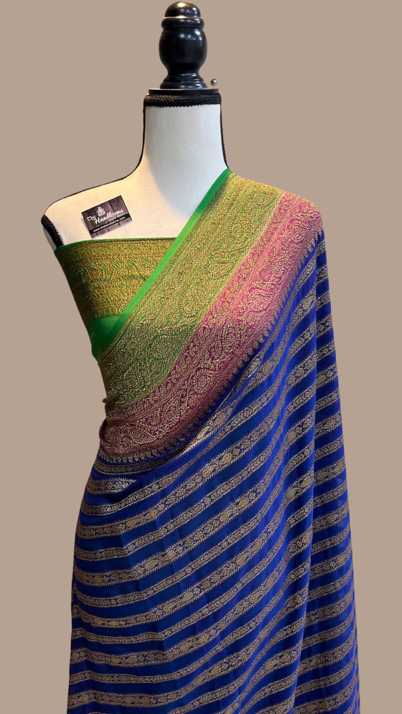 Khaddi Georgette Banarasi Saree -  Antique zari - The Handlooms