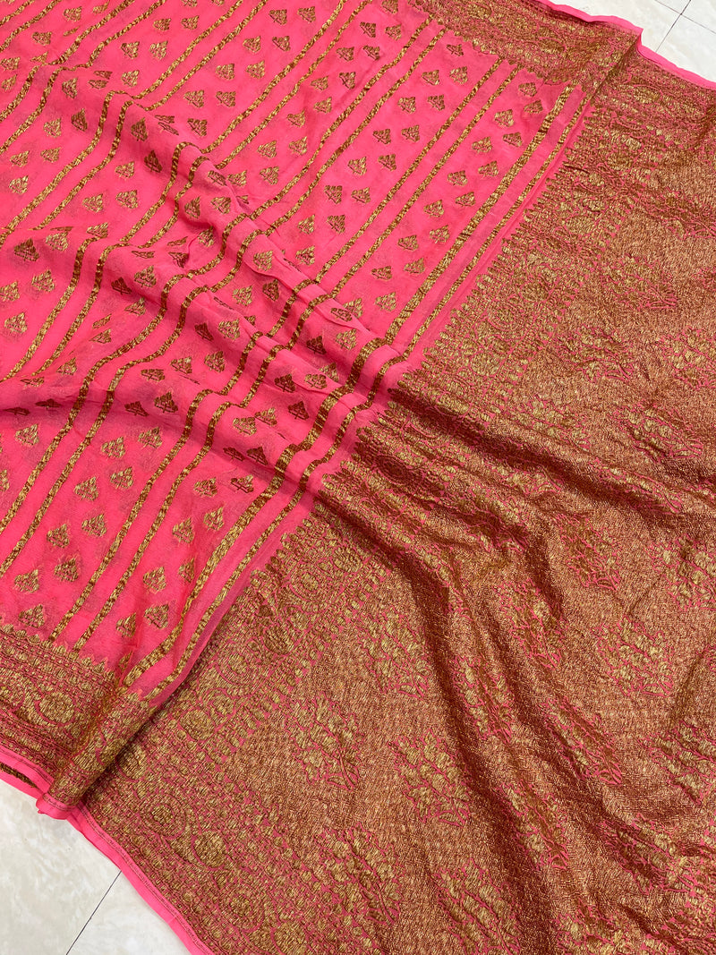 Khaddi Georgette Banarasi Saree -  Antique zari - The Handlooms