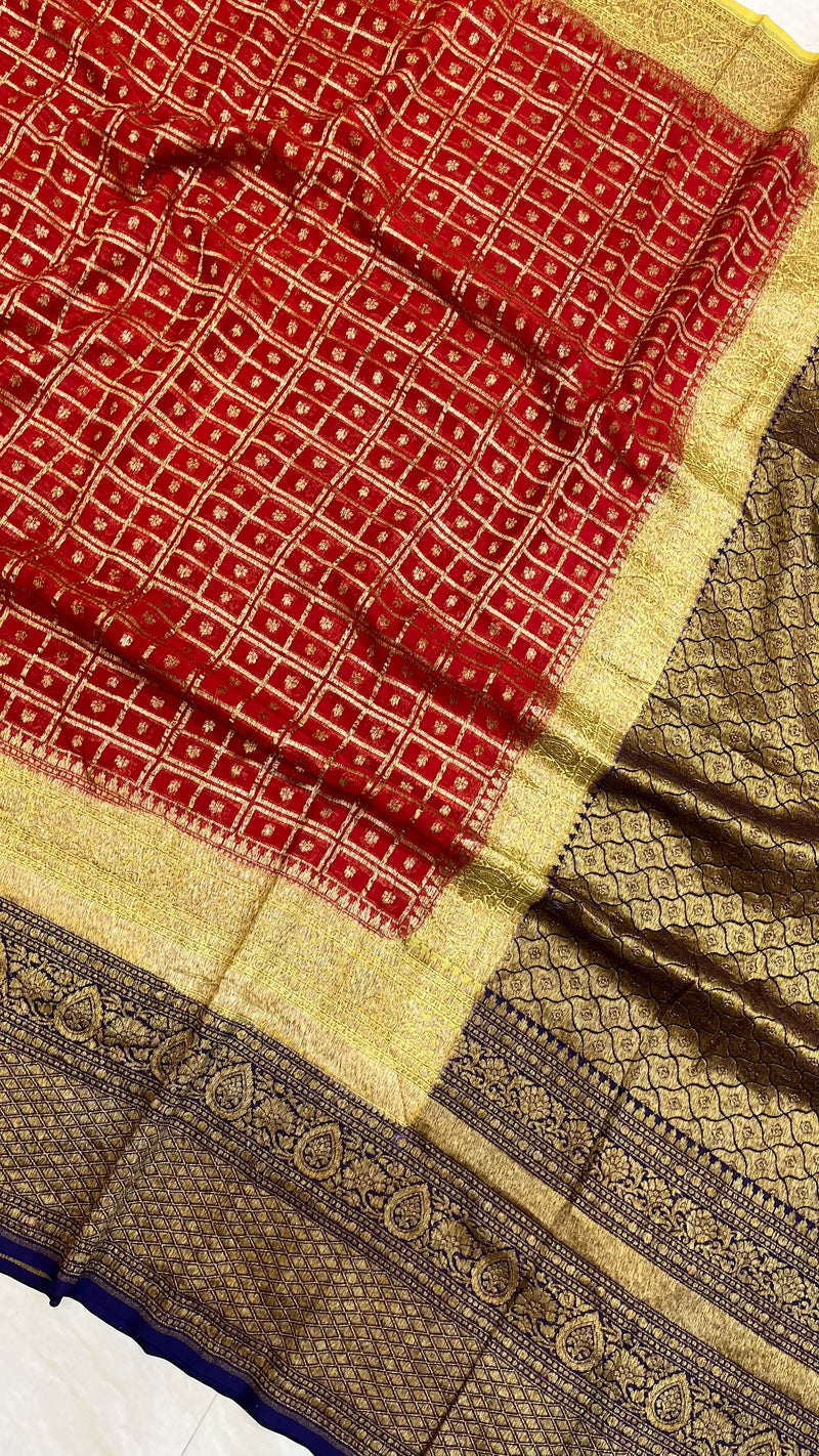 Khaddi Georgette Banarasi Saree -  Antique zari - The Handlooms