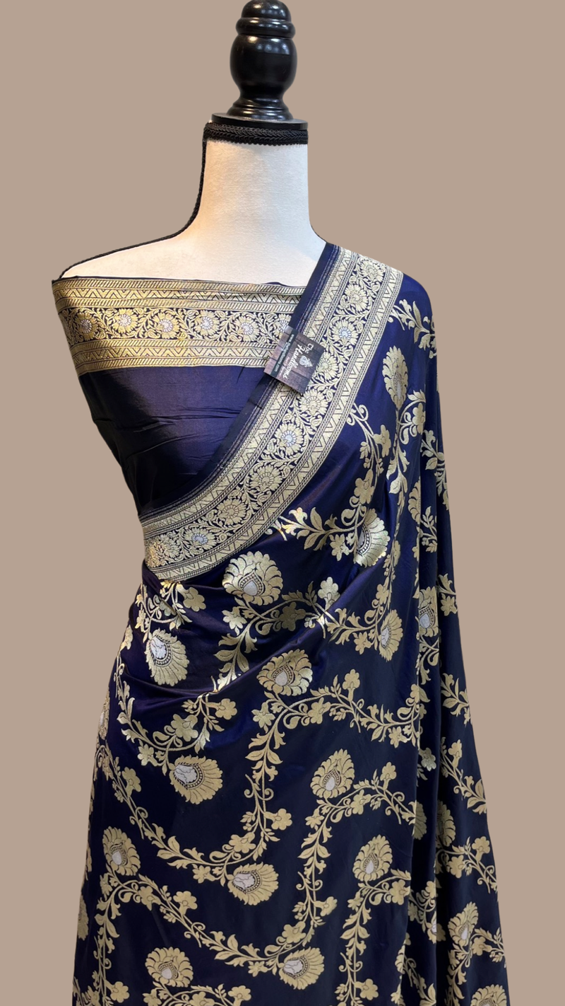 Pure Katan Silk Banarasi Handloom Saree - All over Jaal work - The Handlooms