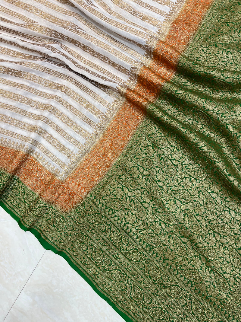 Khaddi Georgette Banarasi Saree -  Antique zari - The Handlooms