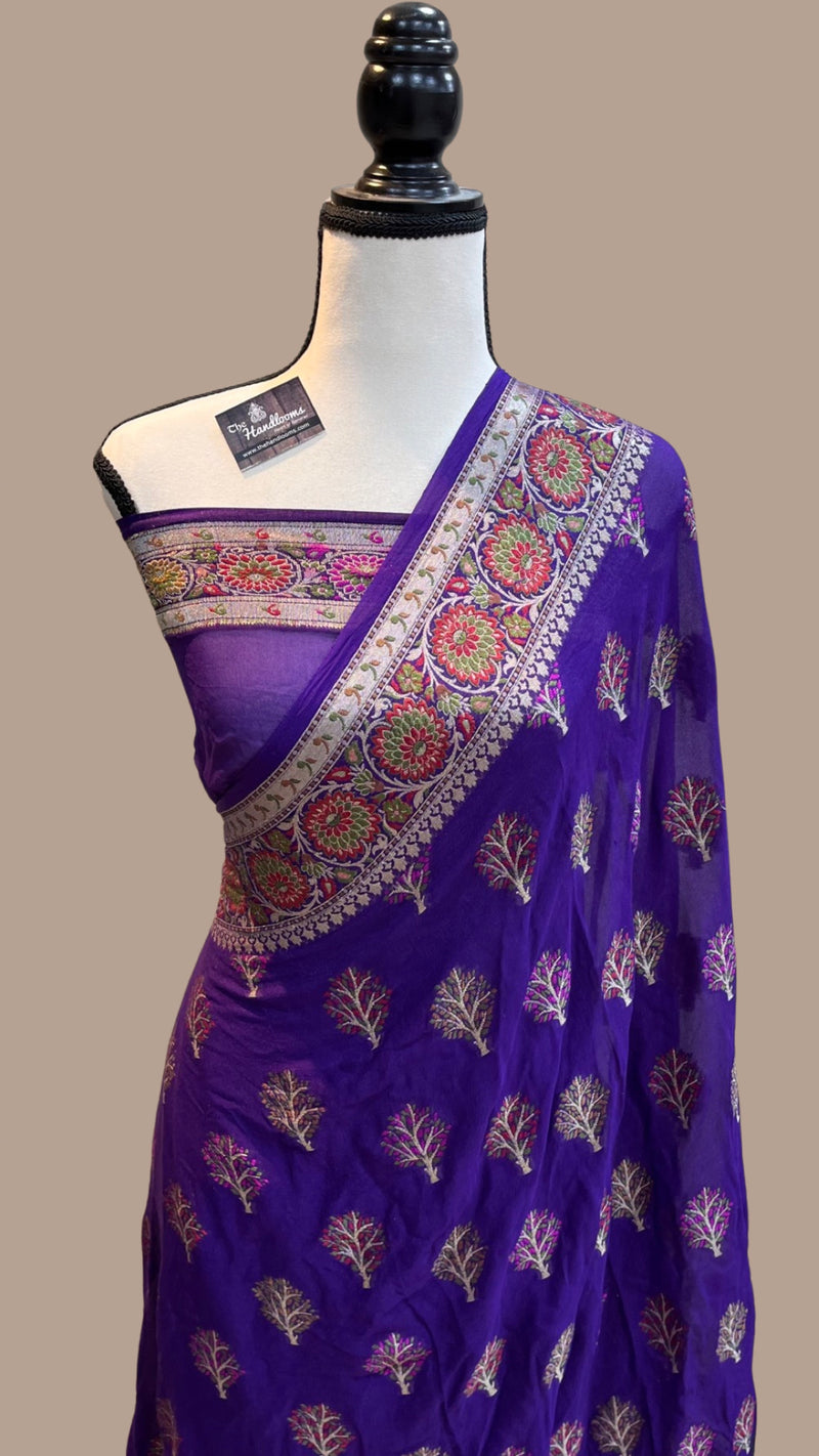 Pure Chiffon Khaddi Banarasi Saree - The Handlooms