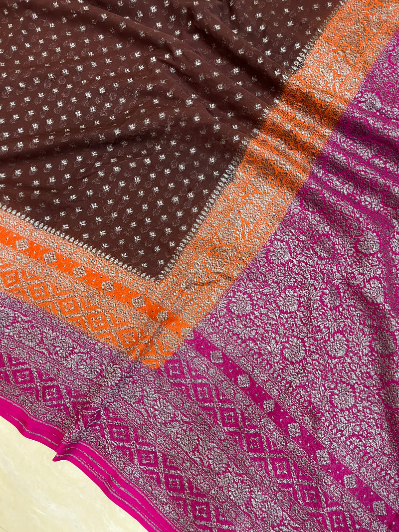 Khaddi Georgette Banarasi Saree -  Antique zari - The Handlooms
