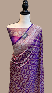 Pure Katan Silk Banarasi Handloom Saree - All over Sona Roopa Jaal work - The Handlooms