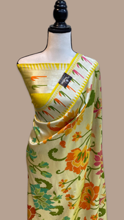 Pure Tussar Georgette Brocade Handloom Banarasi Saree - The Handlooms