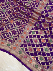 Pure Georgette Banarasi Handloom Saree - with meenakari work - The Handlooms