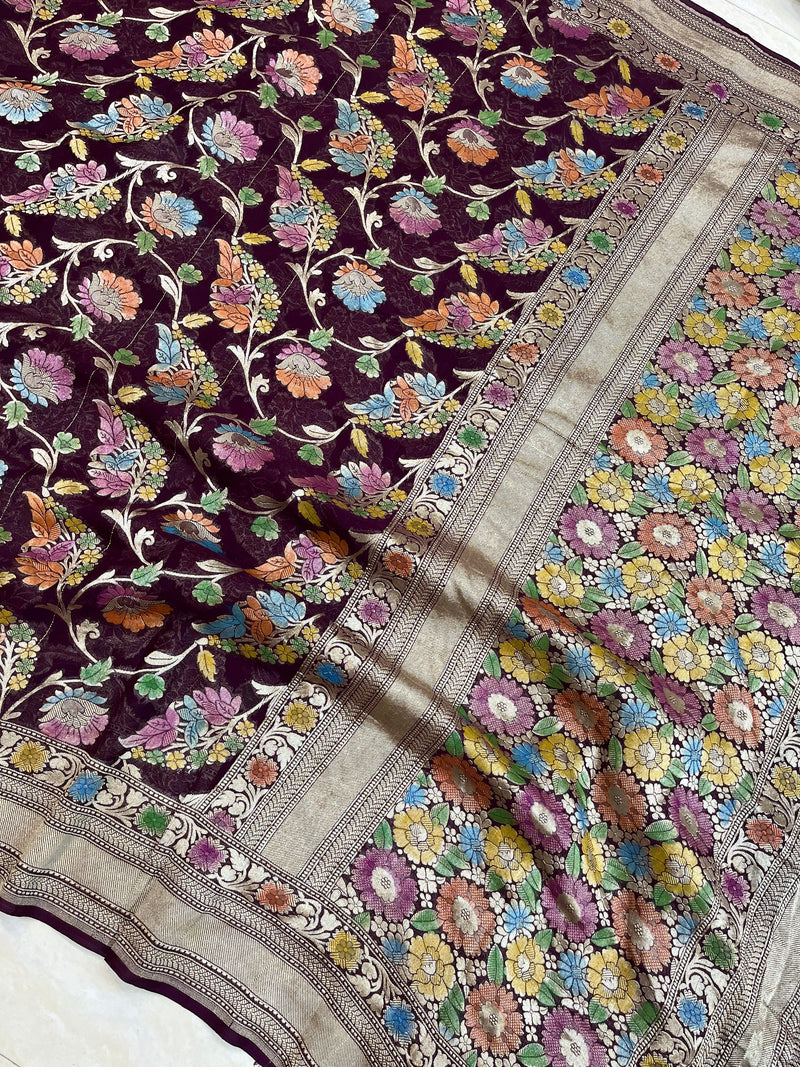 Khaddi Georgette Banarasi Saree - water zari - The Handlooms