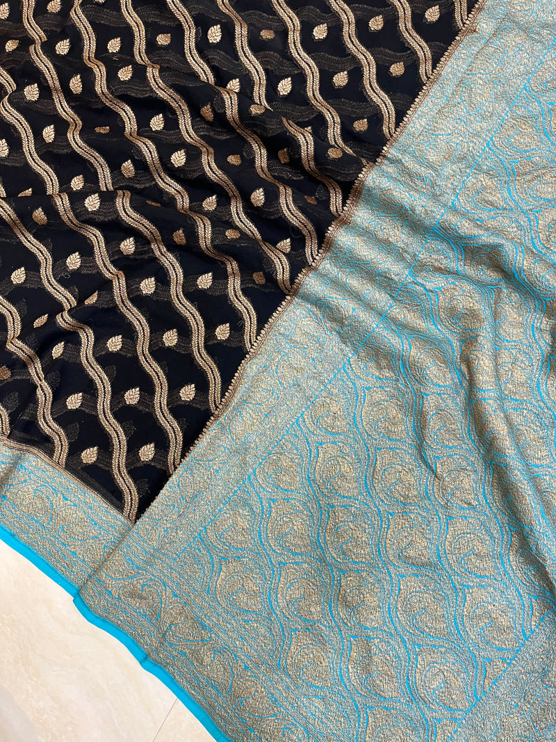 Khaddi Georgette Banarasi Saree -  Antique zari - The Handlooms