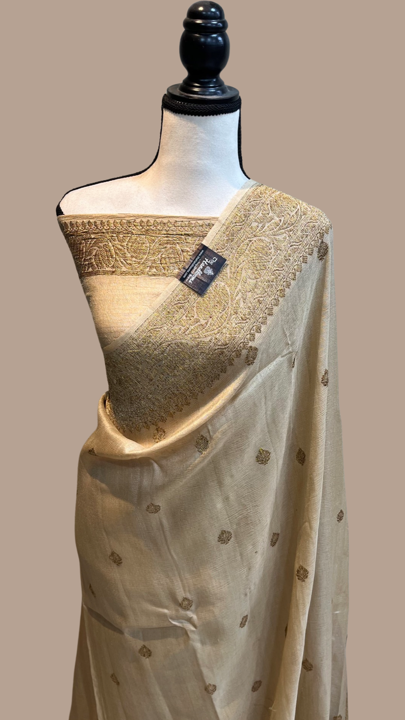 Tussar Georgette Handloom Banarasi Saree - Antique Zari - The Handlooms