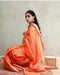 Pure linen Banarasi Peach Saree - The Handlooms