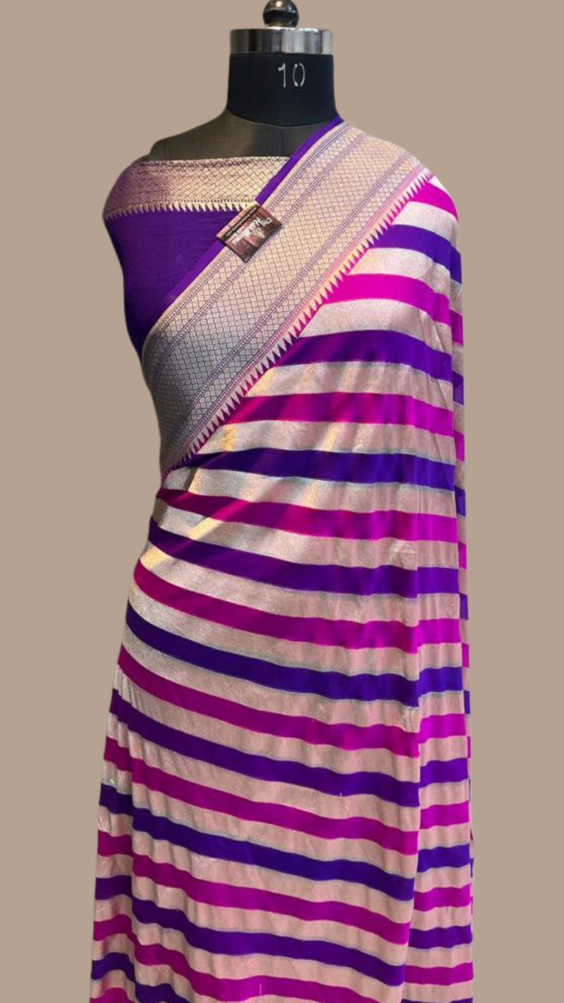 Khaddi Georgette Handloom Banarasi Saree - The Handlooms