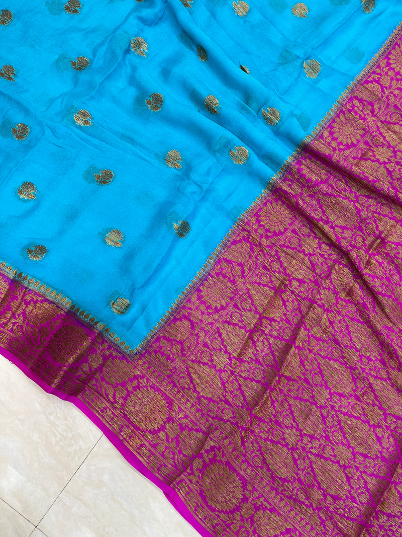 Pure Chiffon Khaddi Banarasi Saree - The Handlooms